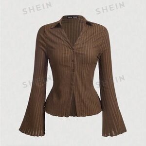 Brown button down long sleeve